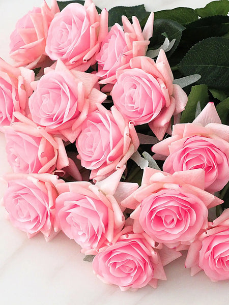 15Pcs/lot High Quality Artificial Flowers Decor Rose Latex Flower Home Decoration Real Touch Rose Wedding Bridal Bouquet Flower