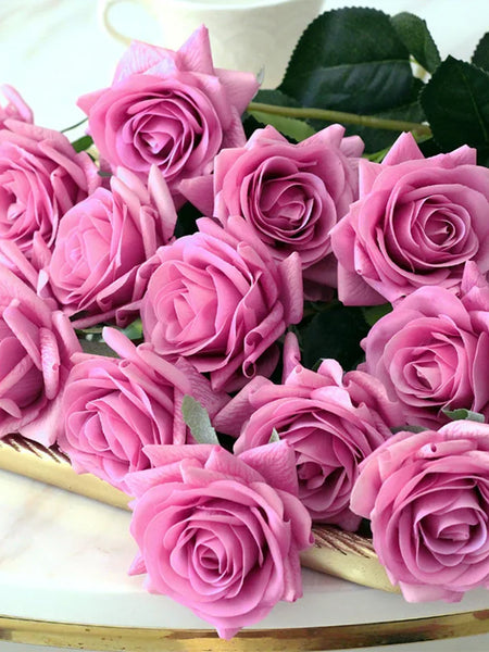 15Pcs/lot High Quality Artificial Flowers Decor Rose Latex Flower Home Decoration Real Touch Rose Wedding Bridal Bouquet Flower