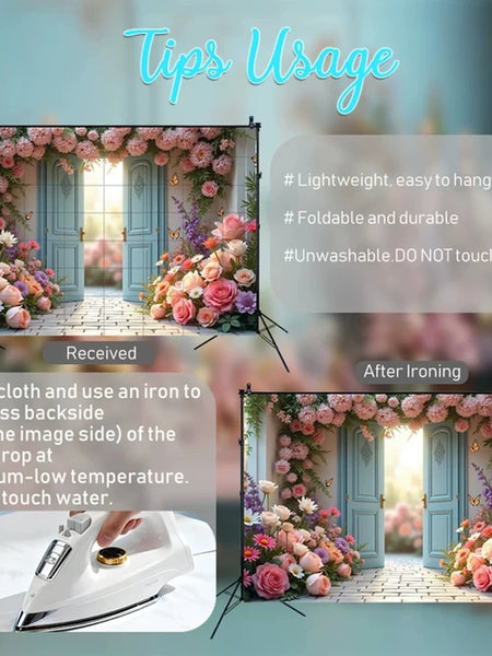 MOON.QG February 14 Decoration Backdrop Red Pink Car Rose Wreath Valentines Day Photo Background Photocall Poster Wallpaper