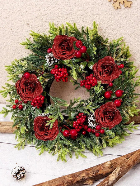 6Pcs 27cm Silk Red Glitter Artificial Rose Flowers Fake Bouquet for Home Room Wedding Decoration Valentines Day Gift Accessories