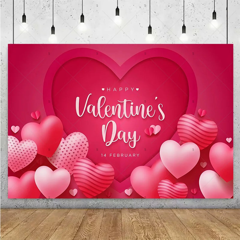 Balloon Red Love Heart Rose Background Happy Valentine's Day Backdrop Supplies Valentine's Day Party Decoration Photo Shoot Prop
