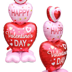 1pc Base Stand Happy Valentine's Day Heart to Heart Balloons Love Heart Bear Balloon wedding Valentine's Day Decorations