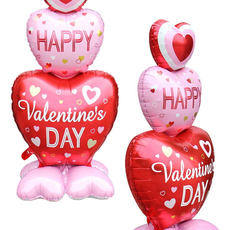 1pc Base Stand Happy Valentine's Day Heart to Heart Balloons Love Heart Bear Balloon wedding Valentine's Day Decorations