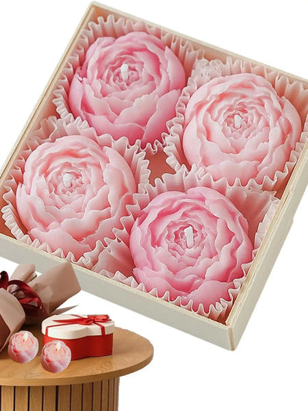 4Pcs Rose Flower Shaped Soy Wax Candle Set Floral Candle Handmade Decorative Candles for Home Decor Birthday Valentines Wedding
