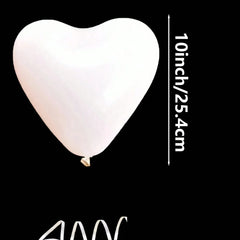 10pcs-100pcs White, Red, Pink, Blue 10-Inch Heart-Shaped Latex Balloons, Suitable For Birthday Party Decor, Valentine's Day Deco