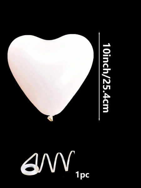 10pcs-100pcs White, Red, Pink, Blue 10-Inch Heart-Shaped Latex Balloons, Suitable For Birthday Party Decor, Valentine's Day Deco