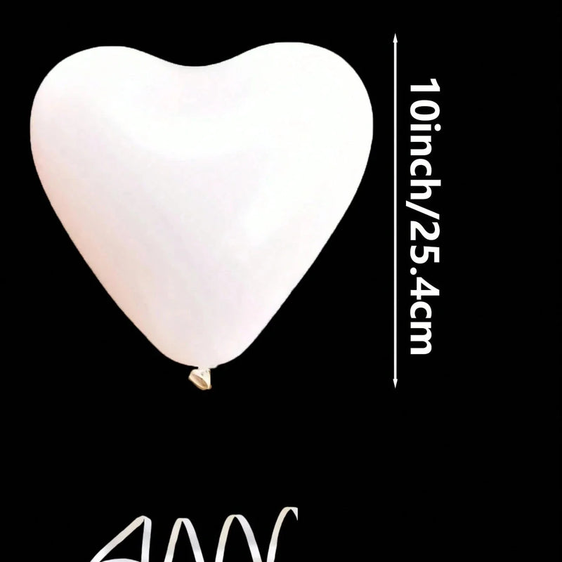 10pcs-100pcs White, Red, Pink, Blue 10-Inch Heart-Shaped Latex Balloons, Suitable For Birthday Party Decor, Valentine's Day Deco