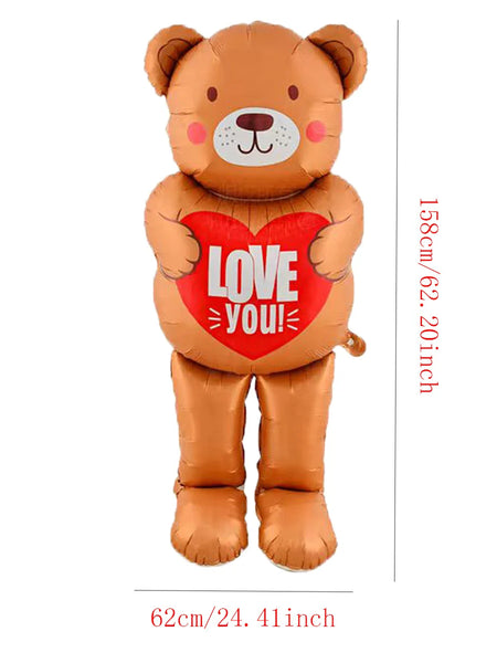1pc Base Stand Happy Valentine's Day Heart to Heart Balloons Love Heart Bear Balloon wedding Valentine's Day Decorations