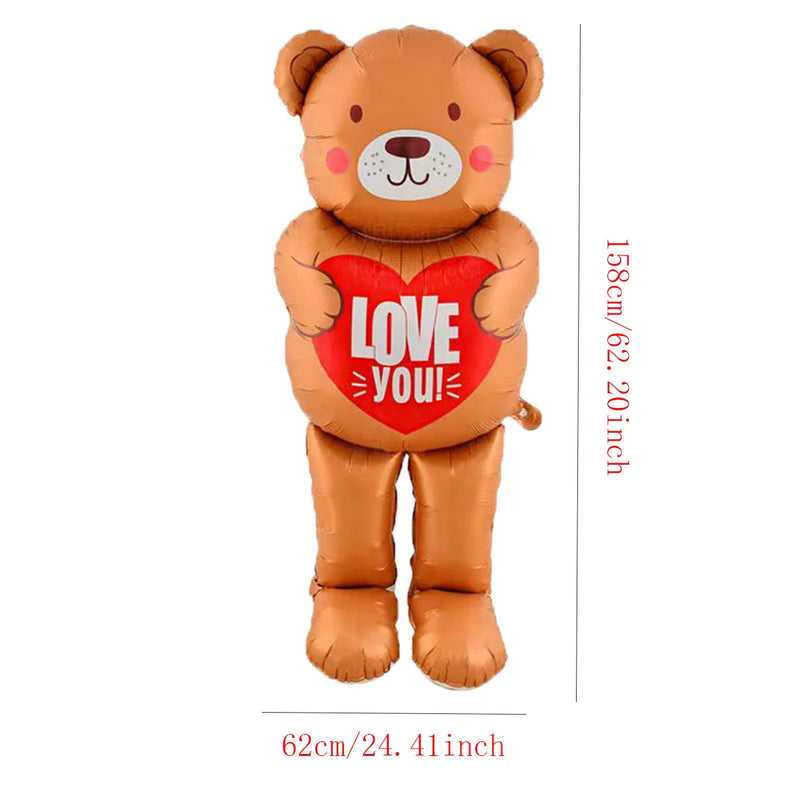 1pc Base Stand Happy Valentine's Day Heart to Heart Balloons Love Heart Bear Balloon wedding Valentine's Day Decorations
