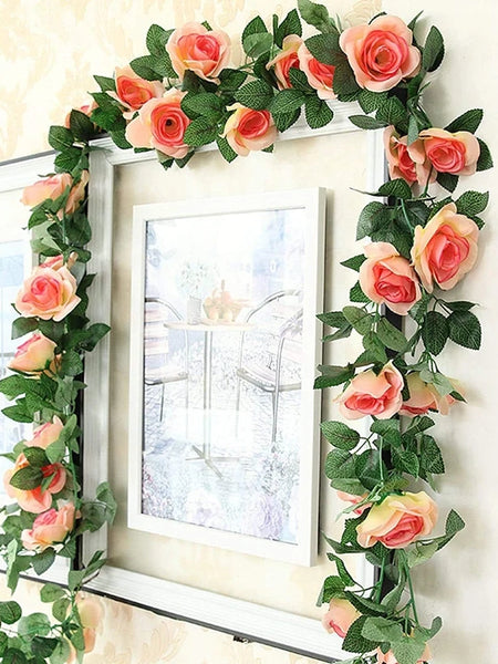 1Pc Artificial Flowers Silk Rose Vine Hanging Wall Festival Leaves Wreath Wedding Garden Home Wall Party Diy Gift Box Decoration
