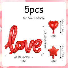 5pcs Valentine's Day balloon set for romantic decoration on Valentine's Day, birthday parties, weddings, and anniversaries