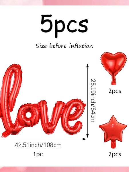 5pcs Valentine's Day balloon set for romantic decoration on Valentine's Day, birthday parties, weddings, and anniversaries