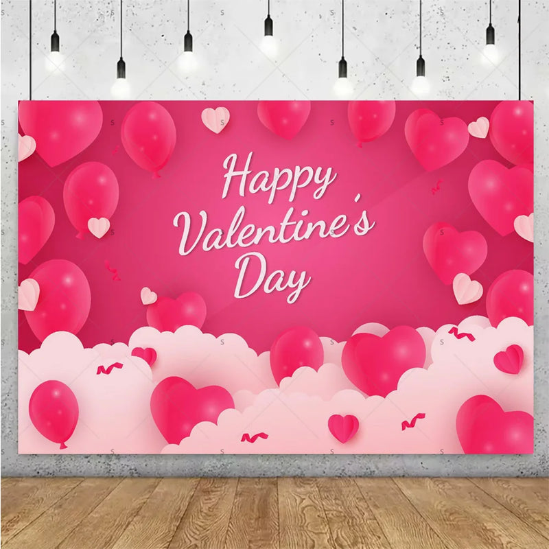 Balloon Red Love Heart Rose Background Happy Valentine's Day Backdrop Supplies Valentine's Day Party Decoration Photo Shoot Prop
