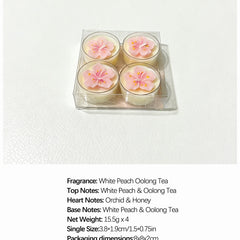 4 Pcs/Box Pink Peach Blossom Scented Candles,Valentines Decor,Room Decor,Gifts For Women Valentine's Day Wedding Favors