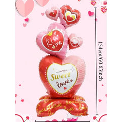 60in Standing Cute Love Teddy Bear-Shaped Balloon for Romantic Valentine's Day Proposal Wedding Birthday Party Decoration