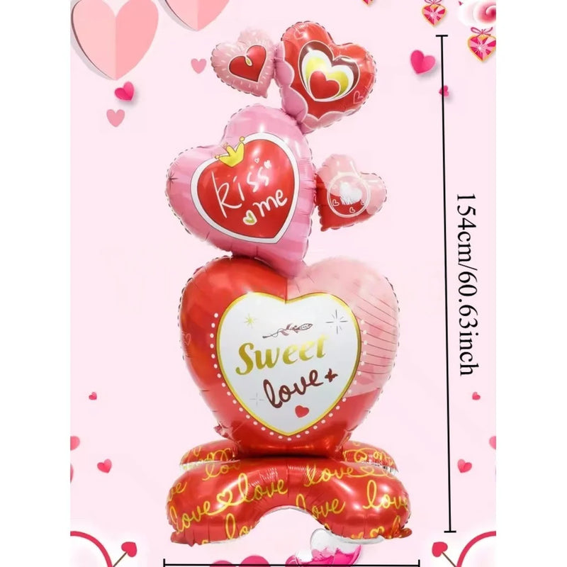 60in Standing Cute Love Teddy Bear-Shaped Balloon for Romantic Valentine's Day Proposal Wedding Birthday Party Decoration