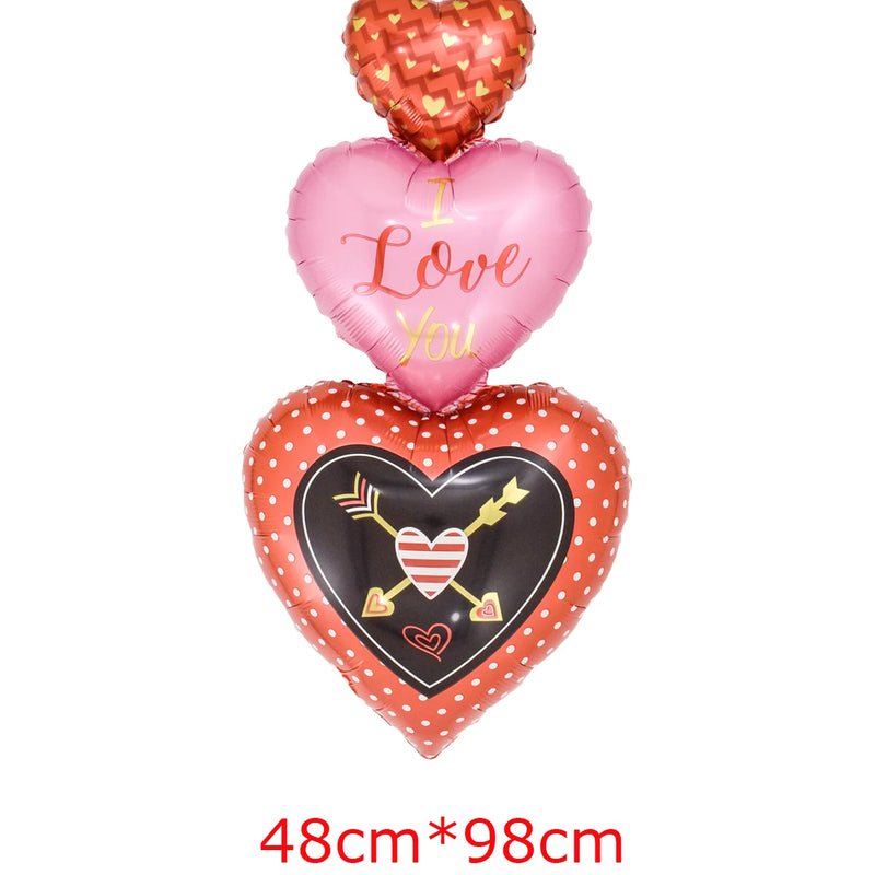 1pc Base Stand Happy Valentine's Day Heart to Heart Balloons Love Heart Bear Balloon wedding Valentine's Day Decorations