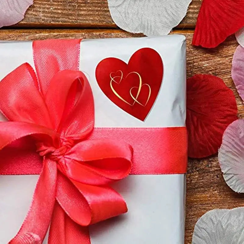 Valentines Red Heart Stickers, Heart Decorative Labels 500 per Roll, Valentine's Day Love Decorations for Wedding, Anniversaries