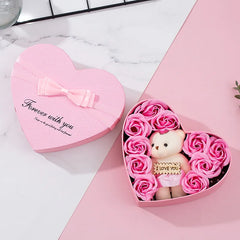Rose Bear Soap Love Gift Box Romantic Valentines Day Gift Wedding Party Birthday Simulated Flower Room Decoration Home Supplies
