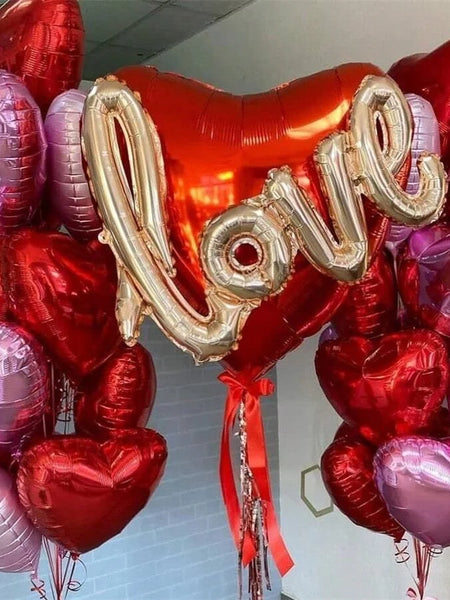 5pcs/10pcs 18-Inch Pink Heart Shaped Aluminum Foil Love Balloon For Valentines Birthday Party Decoration, Wedding Engagement, Fe