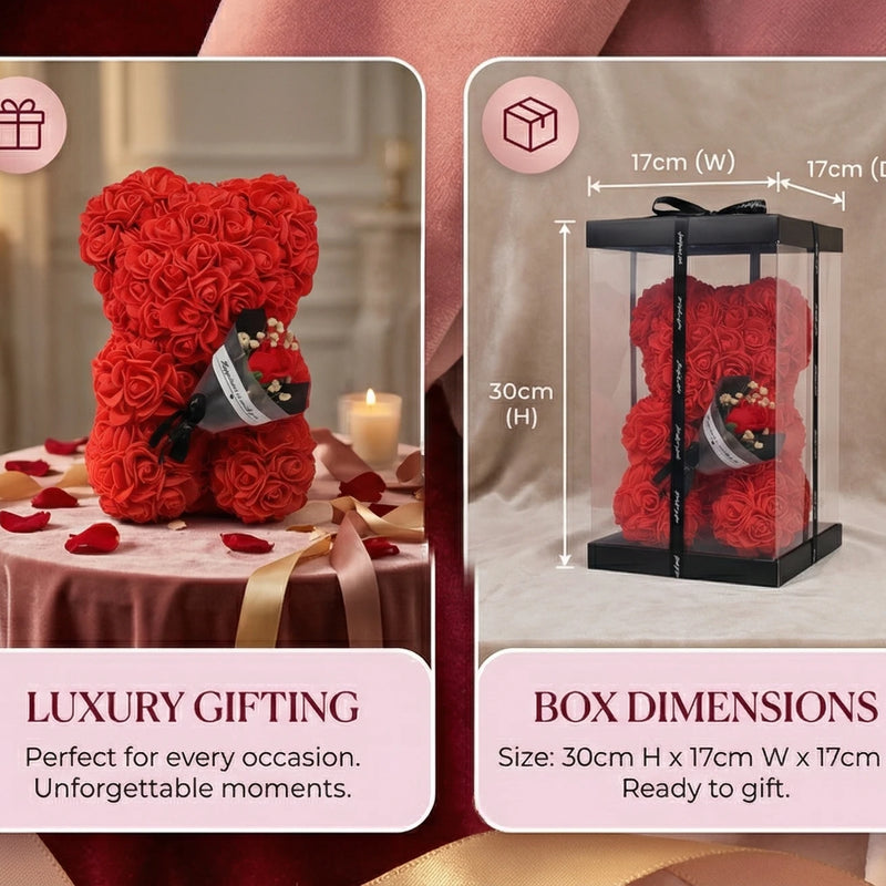 2026 Eternal Rose Teddy Bear Artificial Flower Gift for Mom - Mother's Day Birthday Valentine's Day Anniversary Home Decor