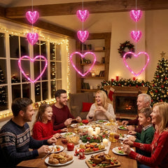 Valentines Day Decor Window Led Lights Decorations with Timer Hanging Red Lighted Heart Shaped Silhouette Sucker