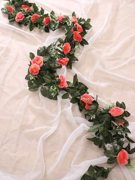 1Pc Artificial Flowers Silk Rose Vine Hanging Wall Festival Leaves Wreath Wedding Garden Home Wall Party Diy Gift Box Decoration
