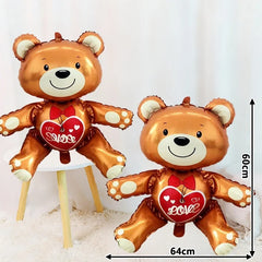 60in Standing Cute Love Teddy Bear-Shaped Balloon for Romantic Valentine's Day Proposal Wedding Birthday Party Decoration