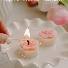 4 Pcs/Box Pink Peach Blossom Scented Candles,Valentines Decor,Room Decor,Gifts For Women Valentine's Day Wedding Favors