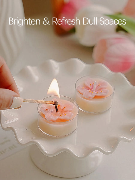 4 Pcs/Box Pink Peach Blossom Scented Candles,Valentines Decor,Room Decor,Gifts For Women Valentine's Day Wedding Favors