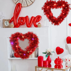 1pc Valentine's Day Hearts Garland with String Light,Romantic Heart-Shaped Wreath for Valentine’s Day Anniversary Wedding Decor