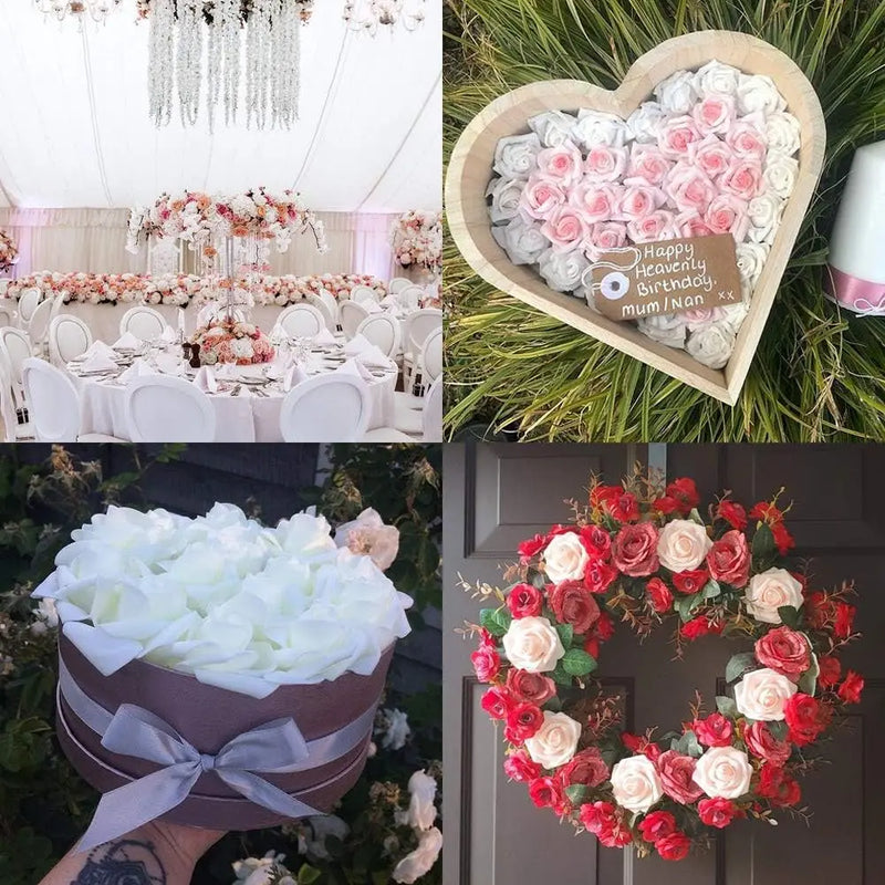 50/100PC Foam Rose Artificial Flowers Valentine Wedding Bridal Bouquet Car Decora DIY Gift Candy Box Garland Home Outdoor Garden