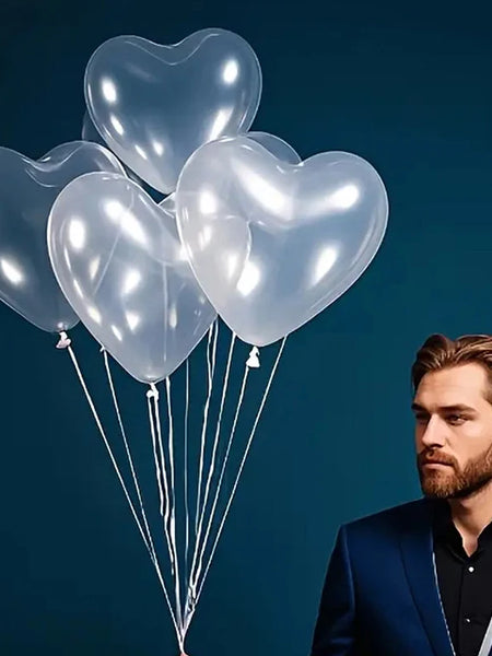 10pcs Transparent Love Heart Balloons Valentine`s Day Latex Balloon 10Inch Ballon Wedding Birthday Baloon Decor Party Supply