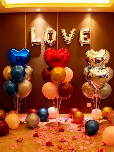 Red Heart Balloon Stand Kit with Base and Rod for Valentine’s Day Anniversary Wedding Party Mother’s Day Decor and Decoration