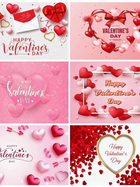 Balloon Red Love Heart Rose Background Happy Valentine's Day Backdrop Supplies Valentine's Day Party Decoration Photo Shoot Prop