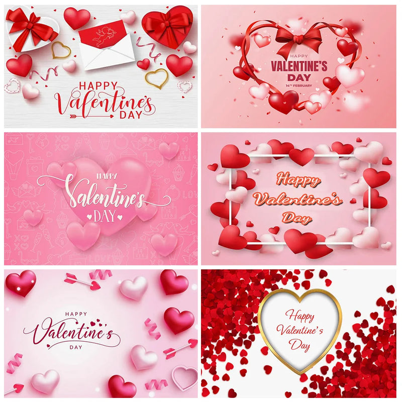 Balloon Red Love Heart Rose Background Happy Valentine's Day Backdrop Supplies Valentine's Day Party Decoration Photo Shoot Prop