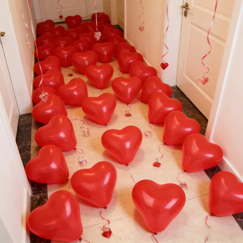10 Inch Heart Shaped Balloon Valentine Day Latex Red Heart Love Inflatable Balloons for Wedding Party Anniversary Decor Supplies