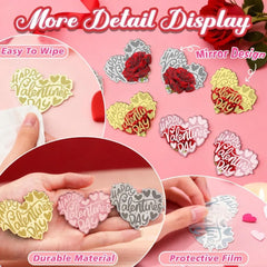 10pcs Romance Acrylic Heart Gold Valentines Cake Topper for Party Decor Supplies Baking Decorating Tool