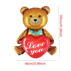 1pc Base Stand Happy Valentine's Day Heart to Heart Balloons Love Heart Bear Balloon wedding Valentine's Day Decorations