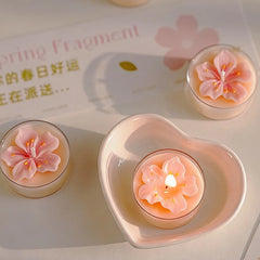 4 Pcs/Box Pink Peach Blossom Scented Candles,Valentines Decor,Room Decor,Gifts For Women Valentine's Day Wedding Favors