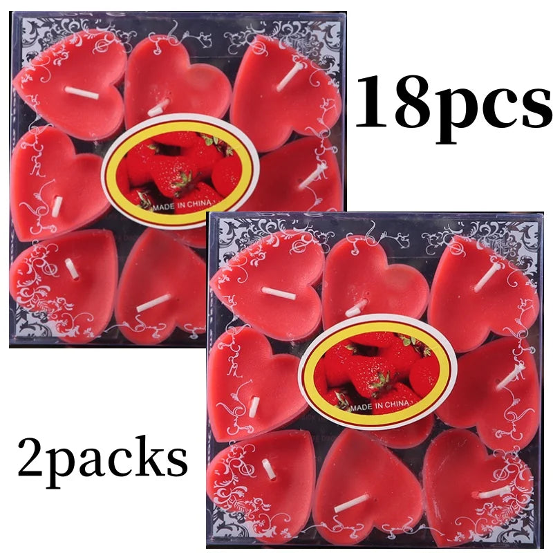 9pcs Heart-shaped Scented Tea Candles Valentine's Day Romantic Love Candle Proposals Wedding Anniversary Decorative Candle