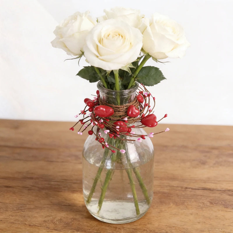 Valentine's Day Red Heart Candle Holder, Red Berry Candle Ring Decoration, Valentine's Day, Mother's Day, Wedding Decoration