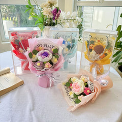 Knitted Flower Bouquet Handmade Crochet Flower Bouquet Mother's Day Gift Finished Hand-woven Flower Birthday Valentines Day Gift