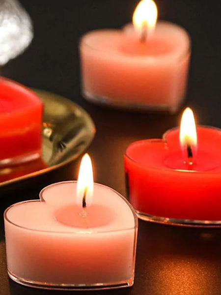 9pcs Heart-shaped Scented Tea Candles Valentine's Day Romantic Love Candle Proposals Wedding Anniversary Decorative Candle