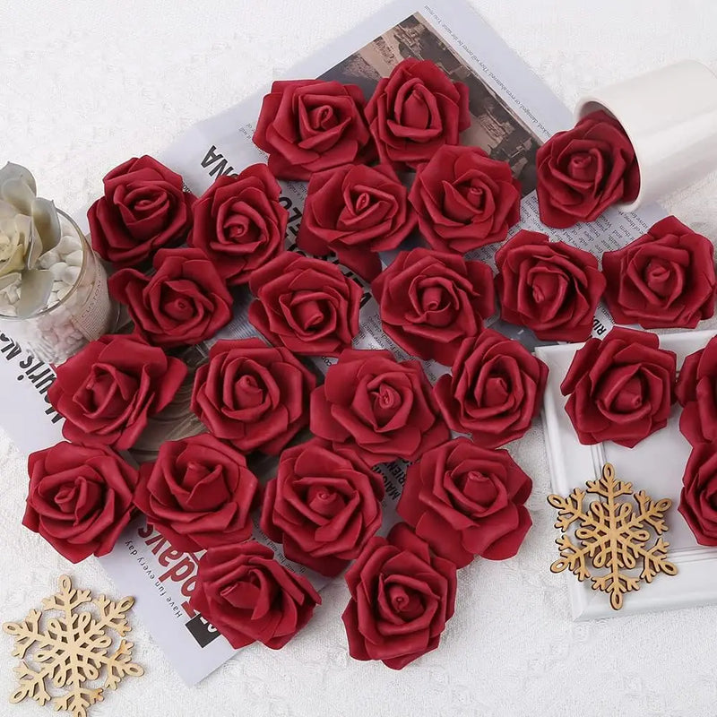 50/100PC Foam Rose Artificial Flowers Valentine Wedding Bridal Bouquet Car Decora DIY Gift Candy Box Garland Home Outdoor Garden