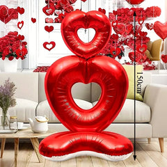 60in Standing Cute Love Teddy Bear-Shaped Balloon for Romantic Valentine's Day Proposal Wedding Birthday Party Decoration