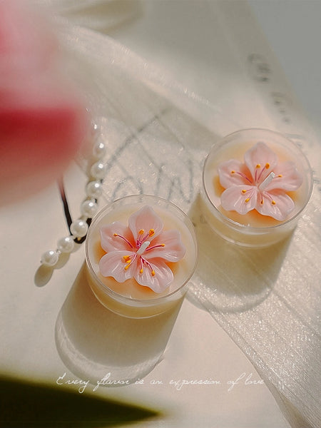 4 Pcs/Box Pink Peach Blossom Scented Candles,Valentines Decor,Room Decor,Gifts For Women Valentine's Day Wedding Favors