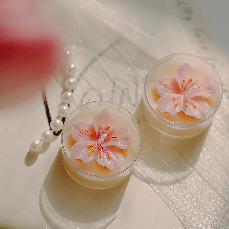 4 Pcs/Box Pink Peach Blossom Scented Candles,Valentines Decor,Room Decor,Gifts For Women Valentine's Day Wedding Favors