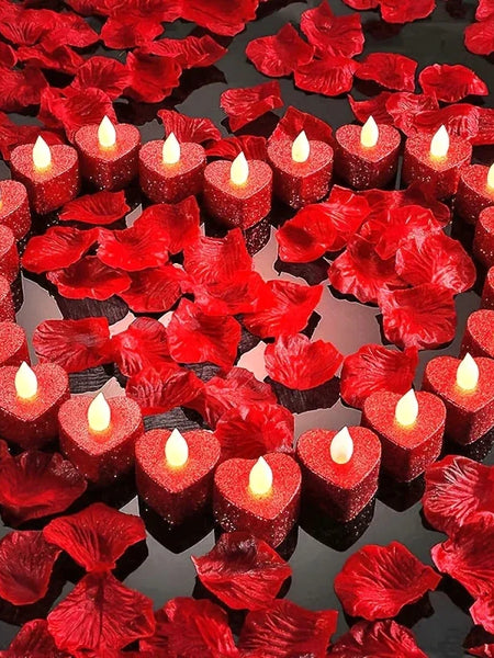 Heart Shaped Electronic Candle Lights LED Candles, Valentine's Day Decor
