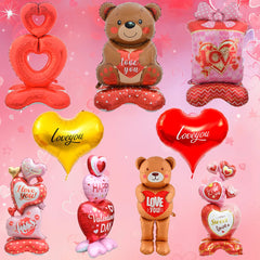 1pc Base Stand Happy Valentine's Day Heart to Heart Balloons Love Heart Bear Balloon wedding Valentine's Day Decorations